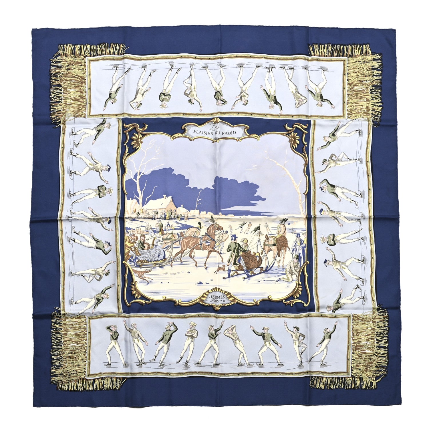 Hermes Silk Les Plaisirs Du Froid Scarf 90 1 of 5