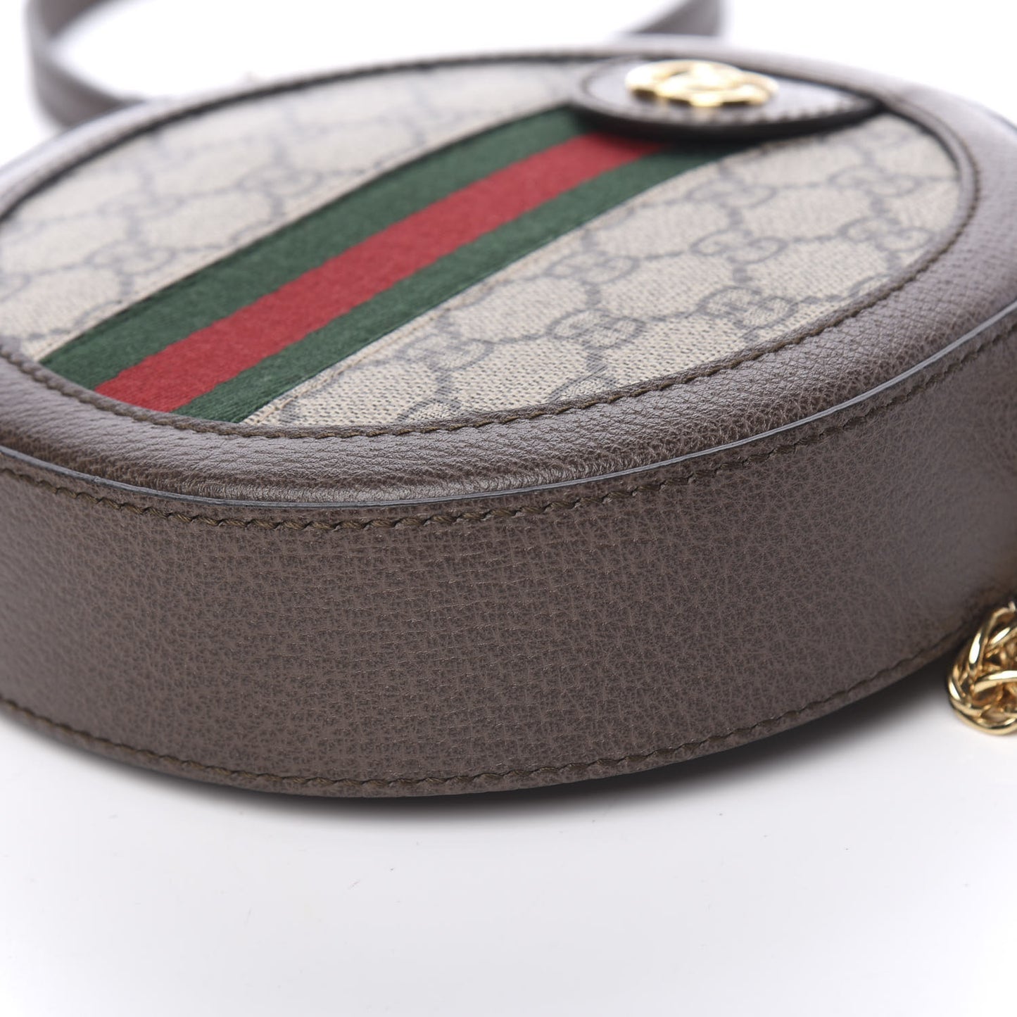 GG Supreme Monogram Web Mini Ophidia Round Shoulder Bag Brown