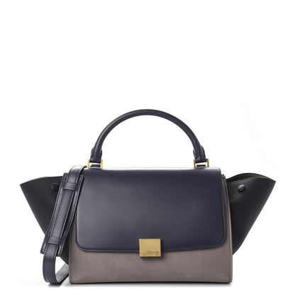 Celine Sleek Calfskin Small Tri-Color Trapeze Dark Blue 1 of 17