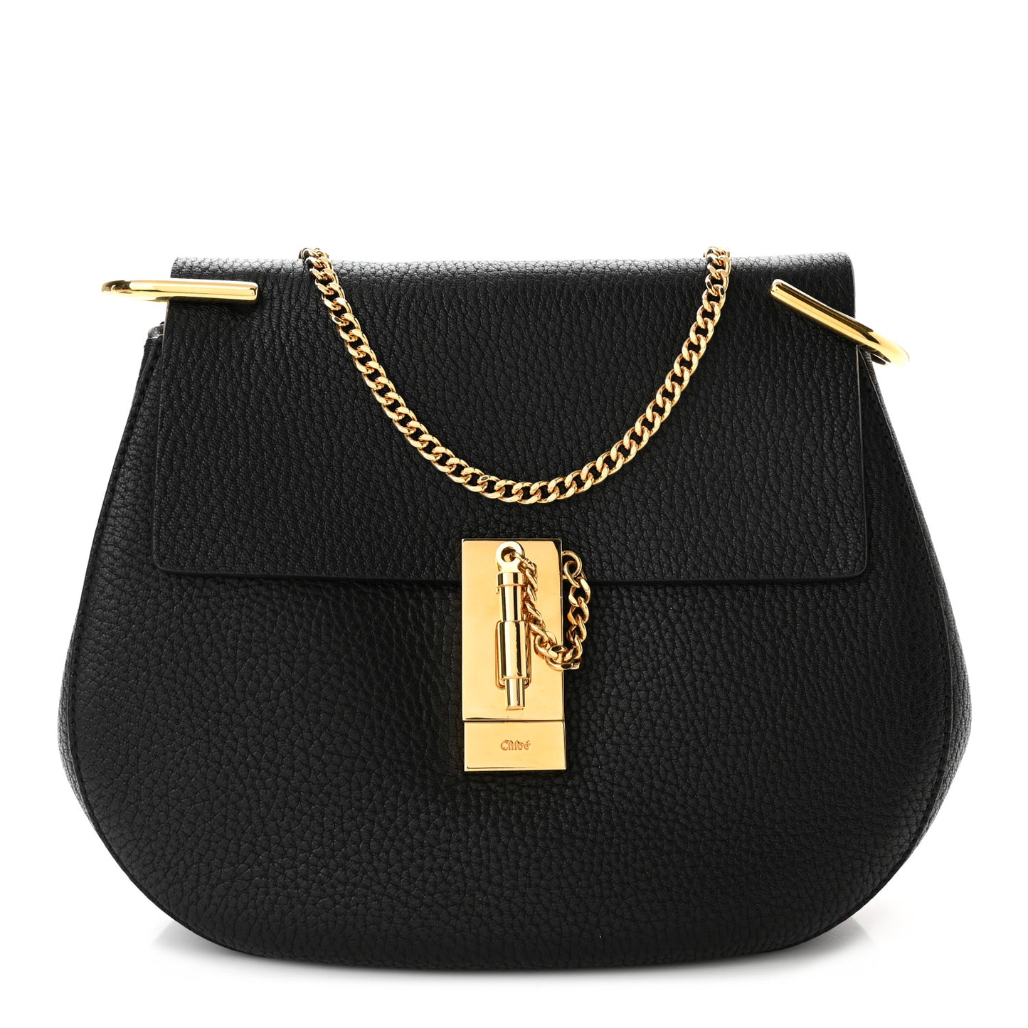 Grained Lambskin Drew Shoulder Bag Black