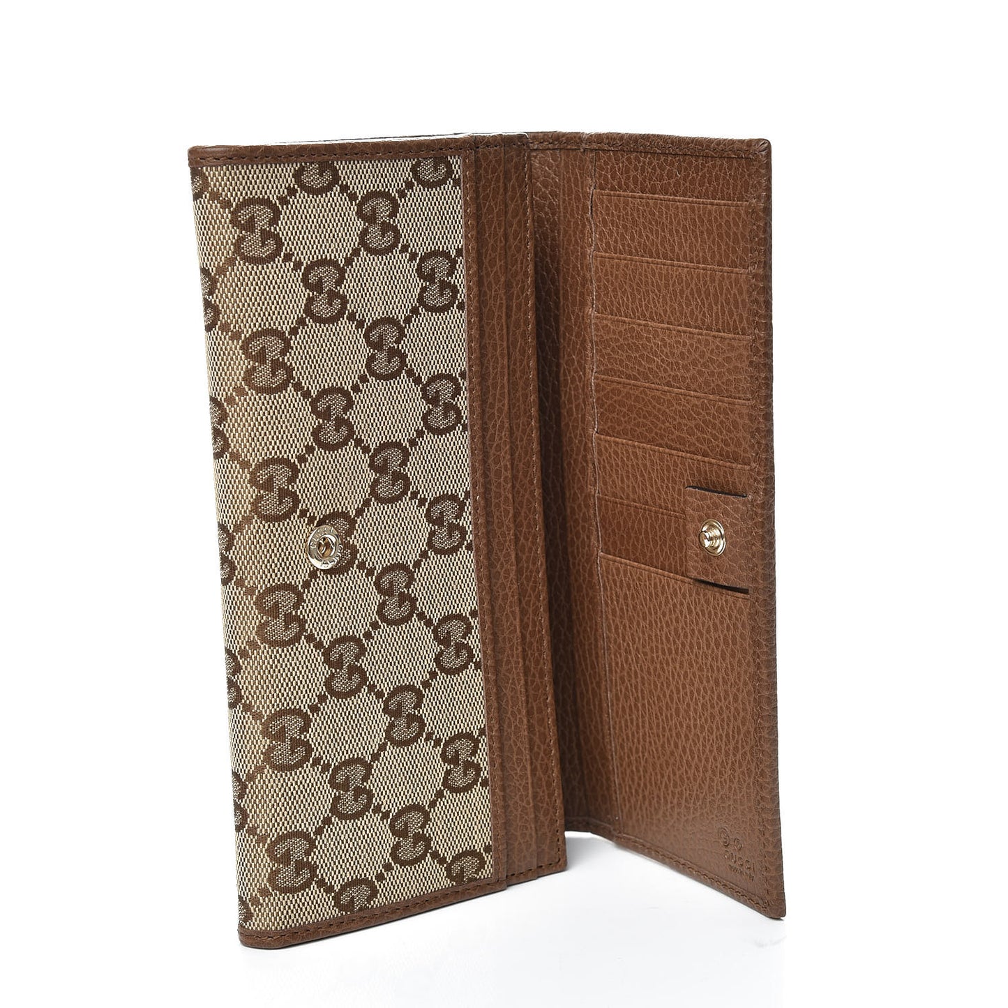 Monogram Dollar Calfskin Continental Flap Wallet Beige Ebony Tabacco