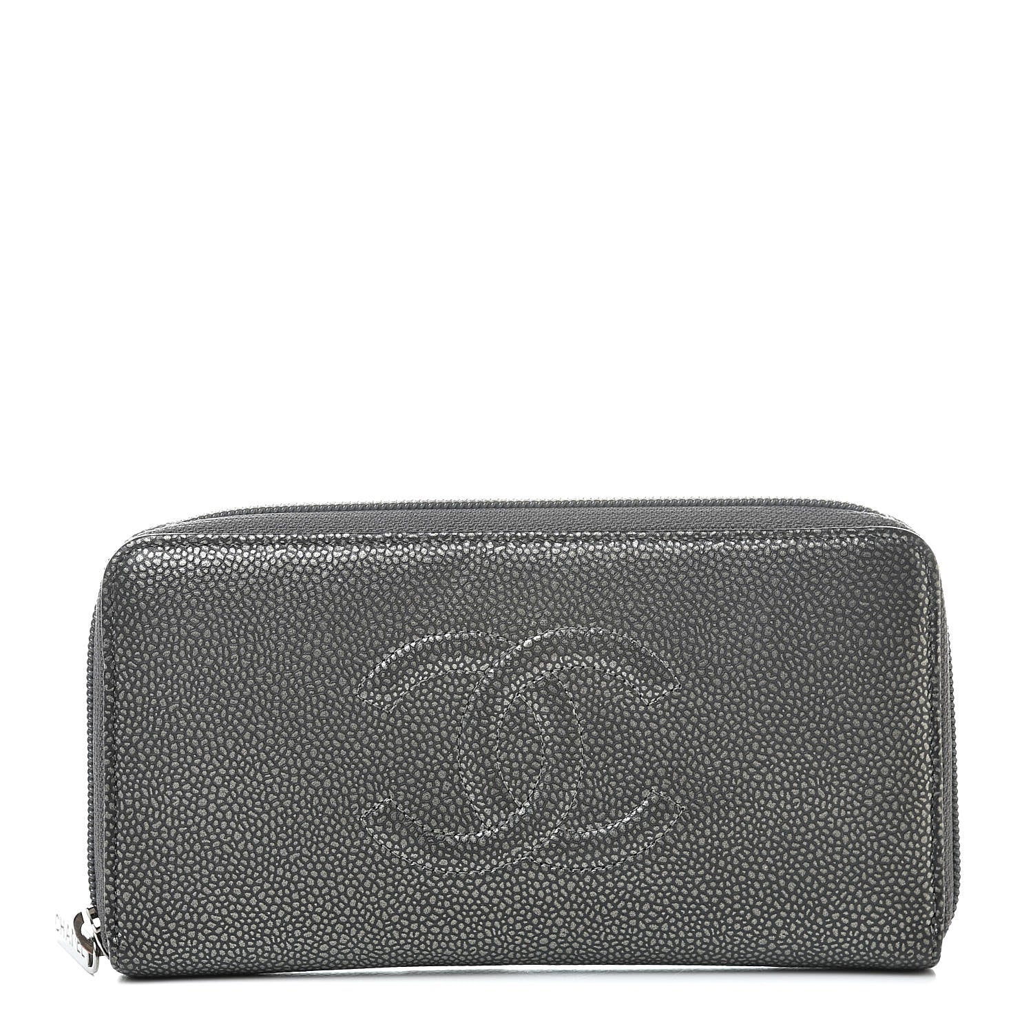 Chanel Metallic Calfskin Large Timeless CC Zip Around Wallet Argent Fonce 1 of 9
