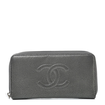 Chanel Metallic Calfskin Large Timeless CC Zip Around Wallet Argent Fonce 1 of 9