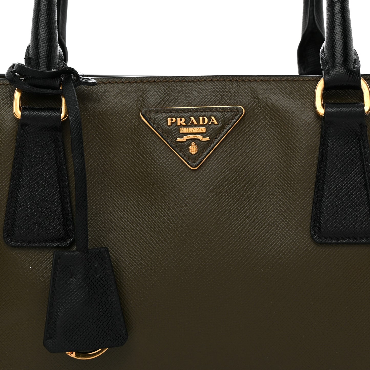 Saffiano Lux Bi-Color Medium Tote Militare Black