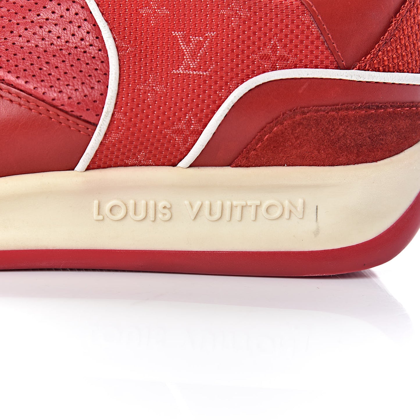 Suede Calfskin Perforated Monogram Sneaker 37.5 Red