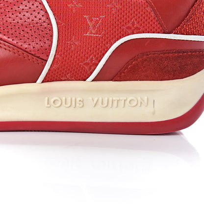 Louis Vuitton Suede Calfskin Perforated Monogram Sneaker 37.5 Red 9 of 15