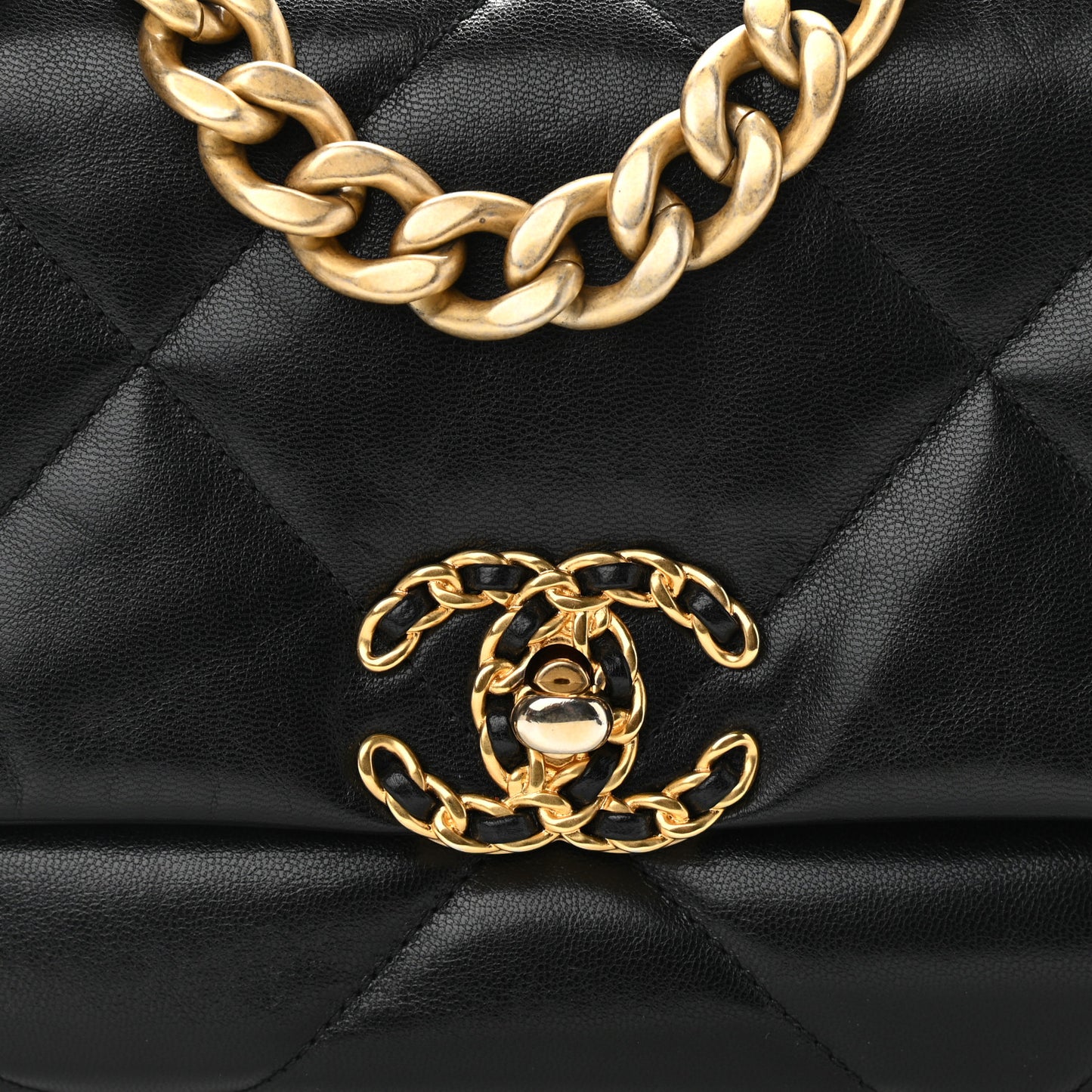Goatskin Quilted Medium Chanel 19 Flap Black
