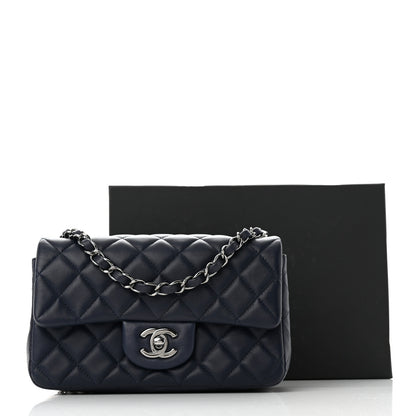 Chanel Lambskin Quilted Mini Rectangular Flap Dark Blue 11 of 11