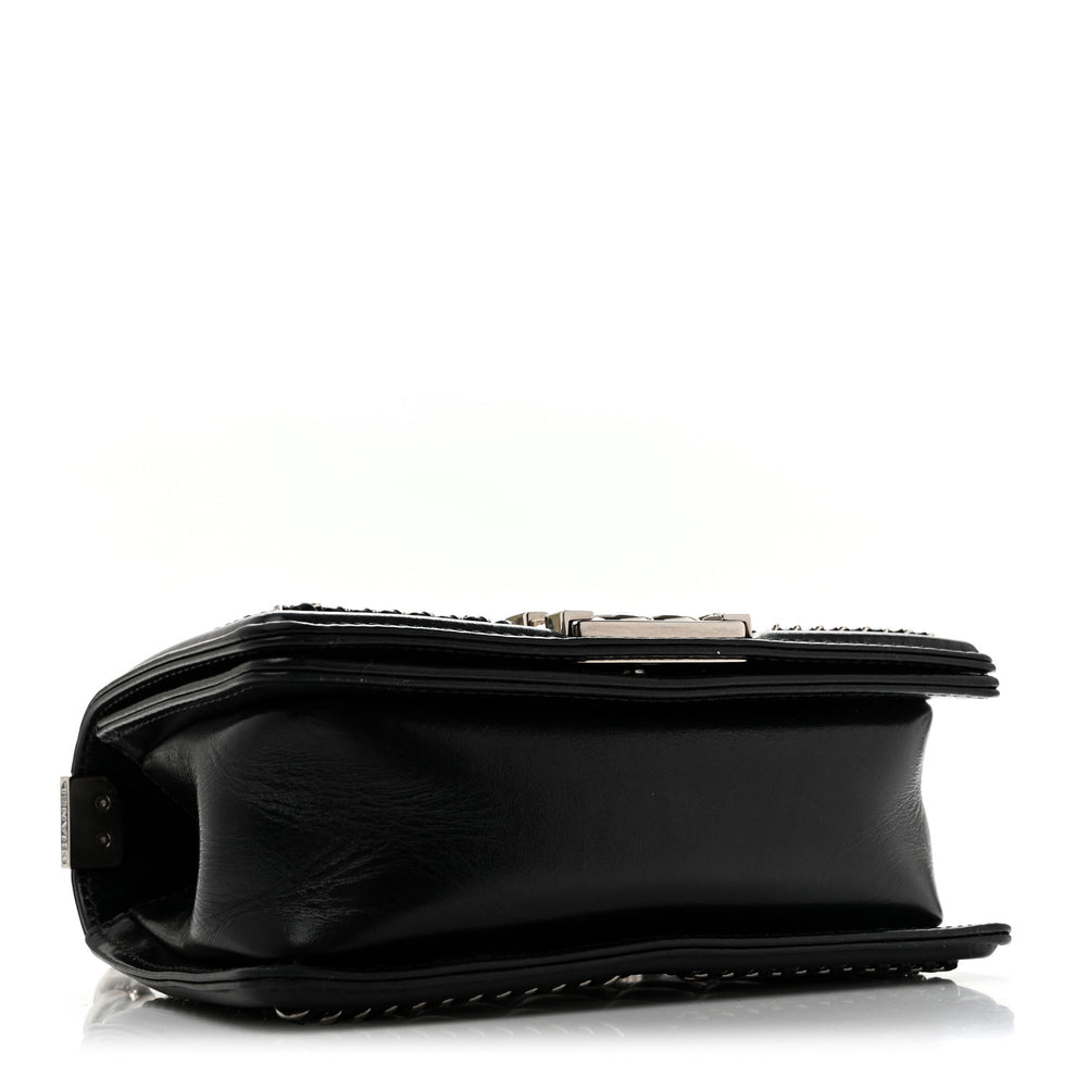 Chanel Glazed Calfskin Quilted Small Chain Around Boy Flap Black ...
