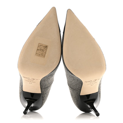Jimmy Choo Flannel Patent Archer 100 Pumps 37 Grey Black 6 of 10
