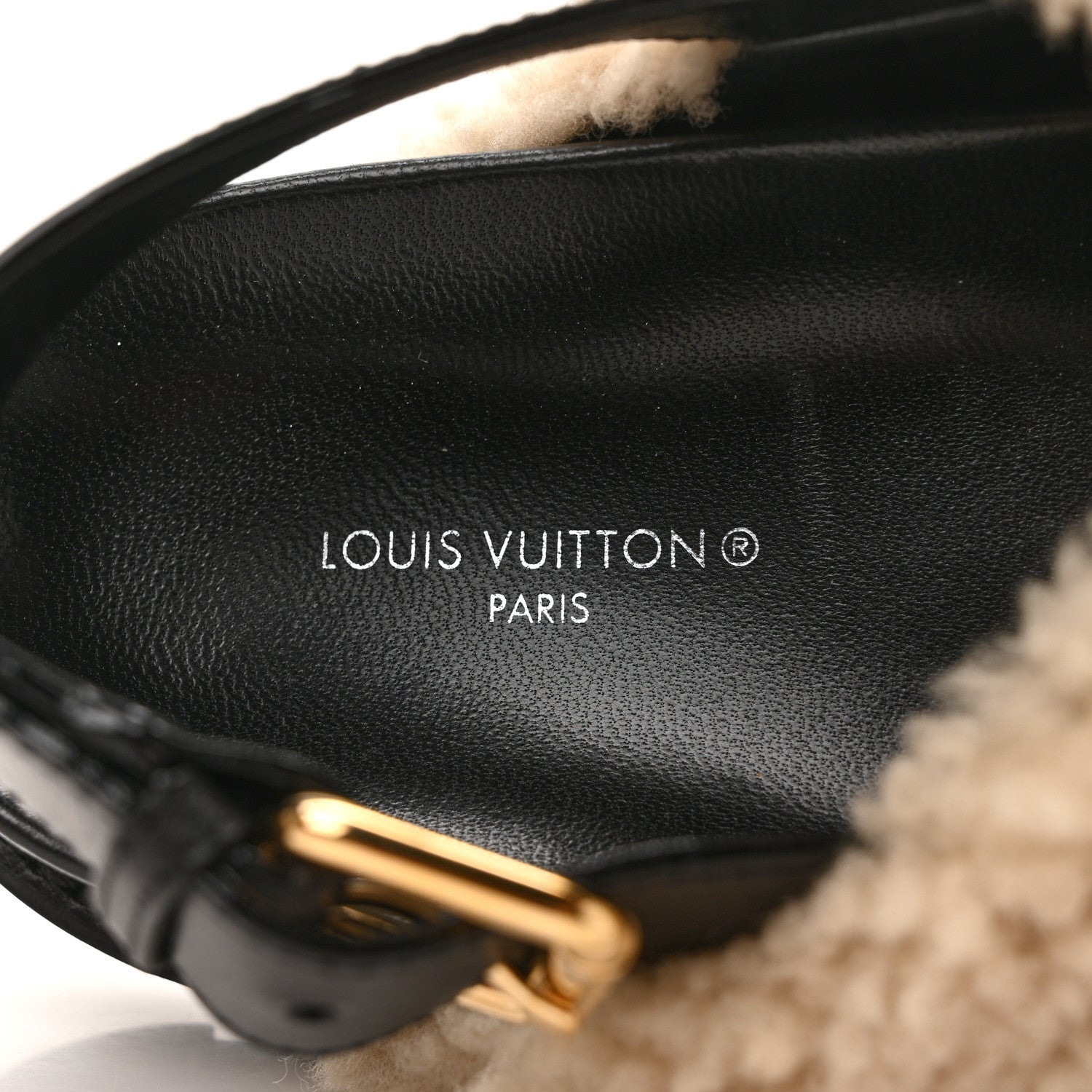 Louis Vuitton Shearling Calfskin Paseo Flat Comfort Sandal 39 Beige 7 of 7