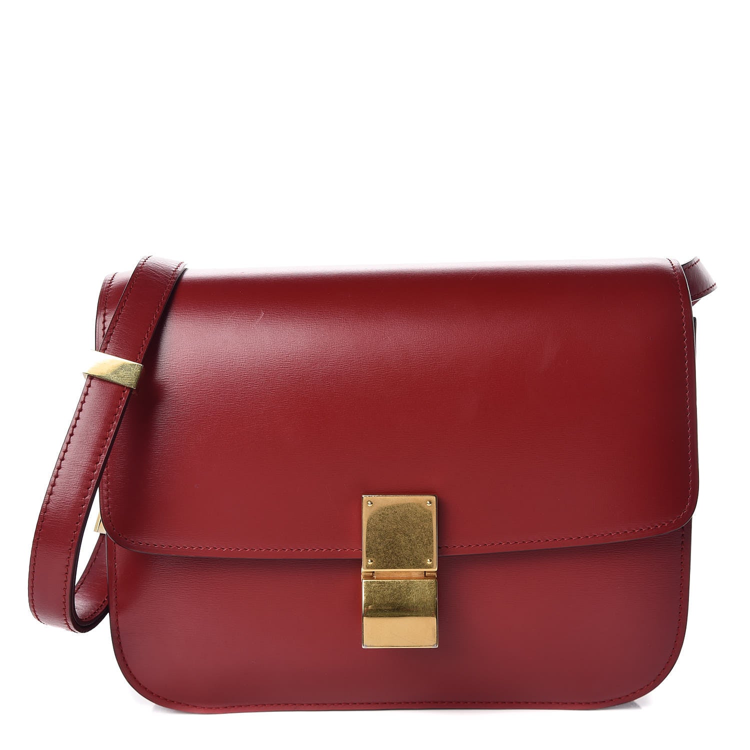 Celine Box Calfskin Medium Classic Box Flap Bag Red 1 of 13