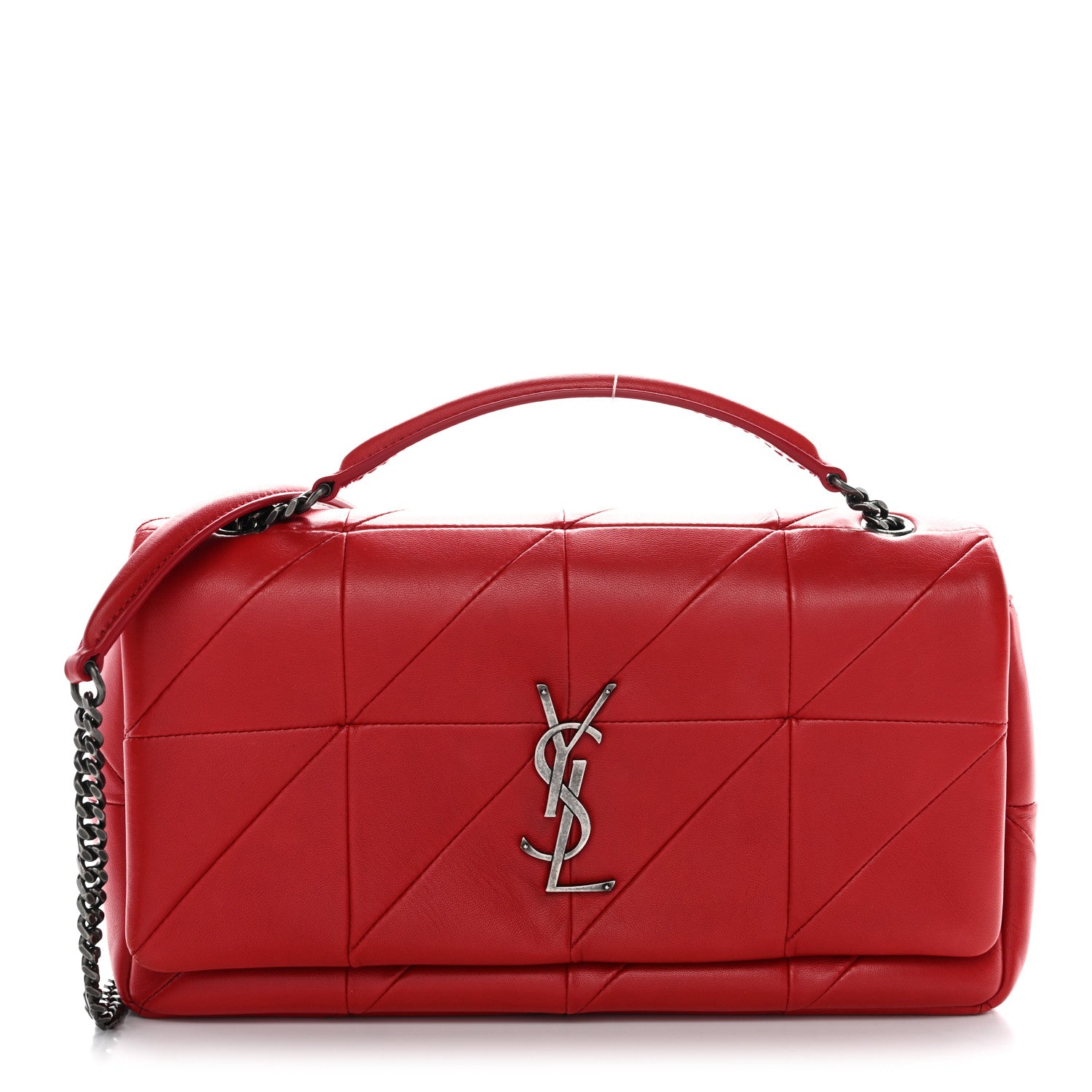 Saint Laurent Lambskin Patchwork Monogram Medium Jamie Red 1 of 10