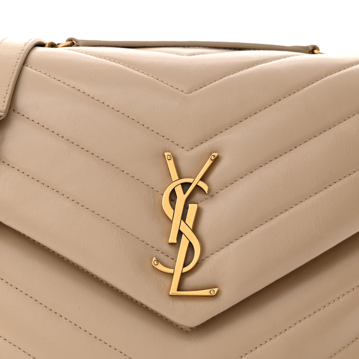 Calfskin Y Quilted Monogram Medium Loulou Chain Satchel Dark Beige