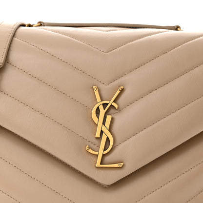 Saint Laurent Calfskin Y Quilted Monogram Medium Loulou Chain Satchel Dark Beige 8 of 13