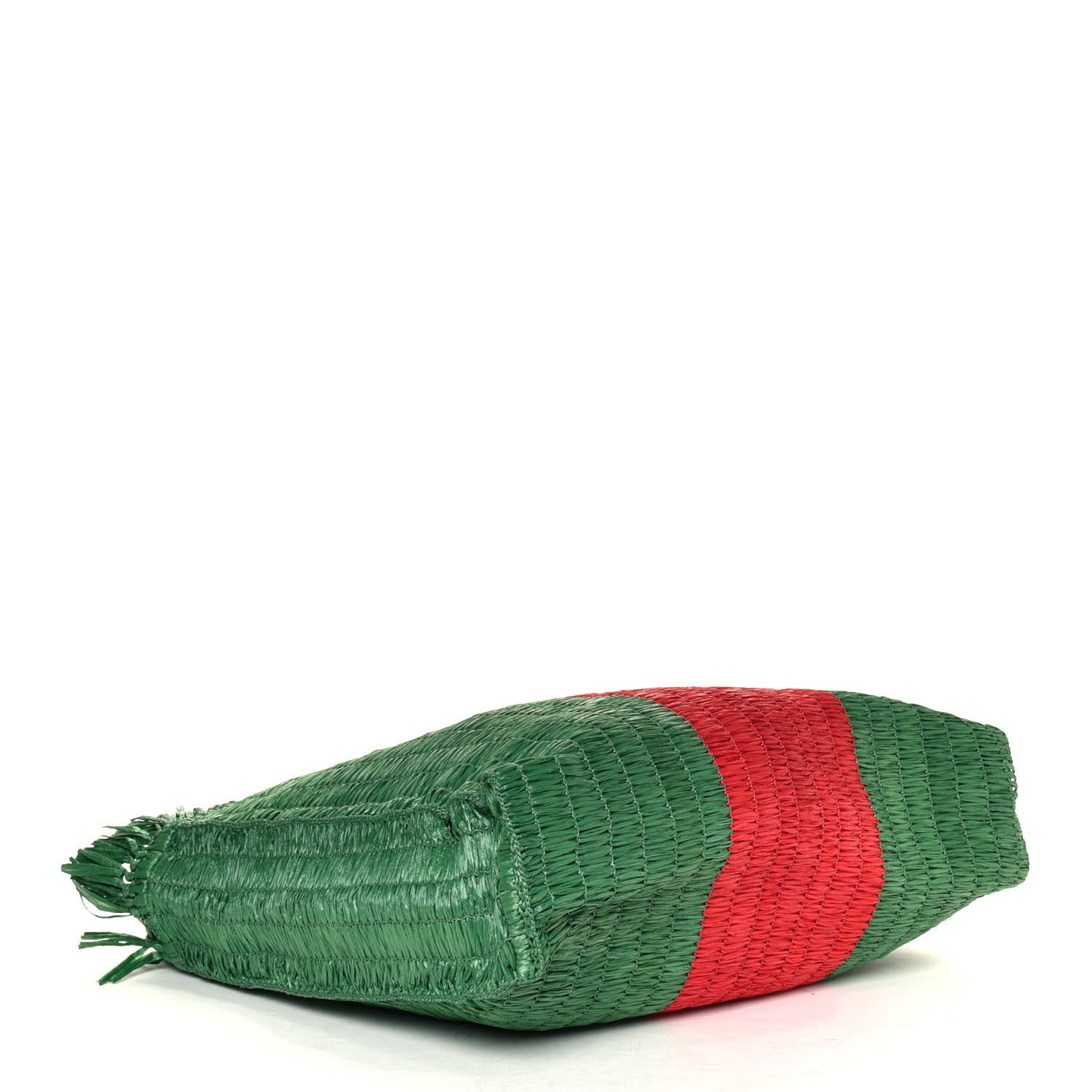Raffia Linen Web Cestino Tote Bag Red Green