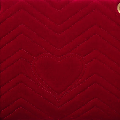 Gucci Velvet Matelasse Medium GG Marmont Shoulder Bag Hibiscus Red 17 of 22