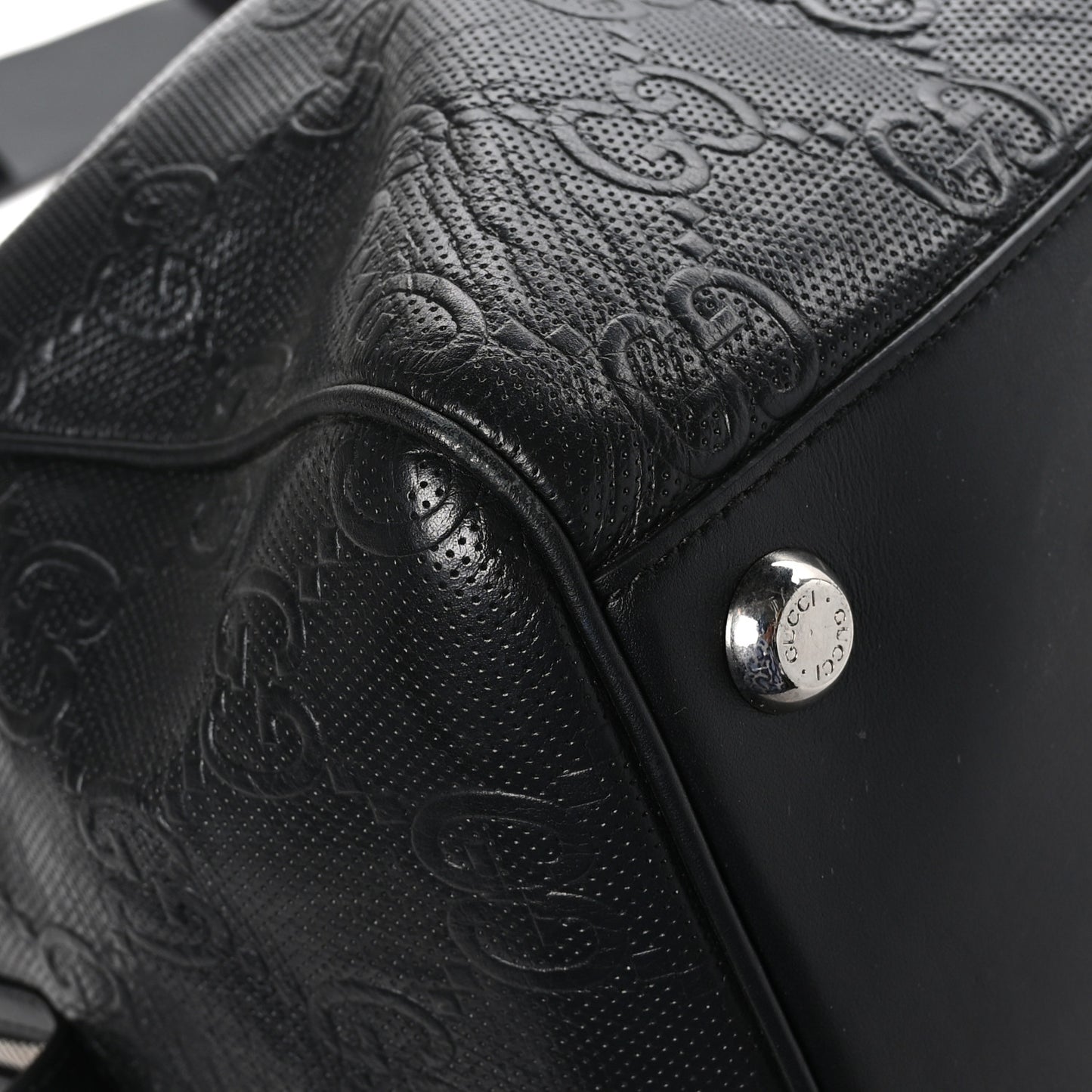 Calfskin GG Tennis Embossed Duffle Bag Black