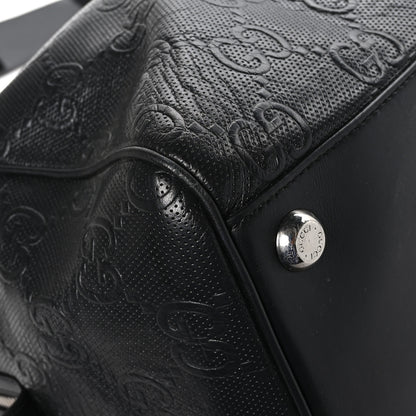 Gucci Calfskin GG Tennis Embossed Duffle Bag Black 10 of 14