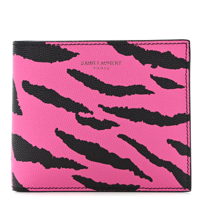 Saint Laurent Grain De Poudre Zebra Print East West Wallet Pink 1 of 6