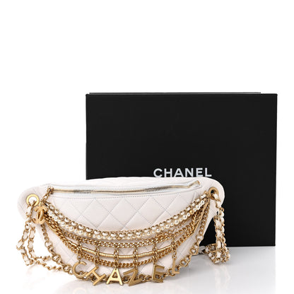 Chanel Lambskin Quilted All About Chains Waist Belt Bag White 11 of 11