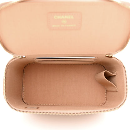 Chanel Lambskin Quilted Small Top Handle Vanity Case With Chain Beige 5 of 10