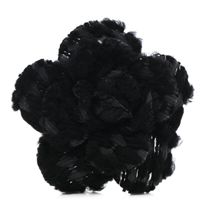 Chanel Fabric Camellia Pin Brooch Black 1 of 5