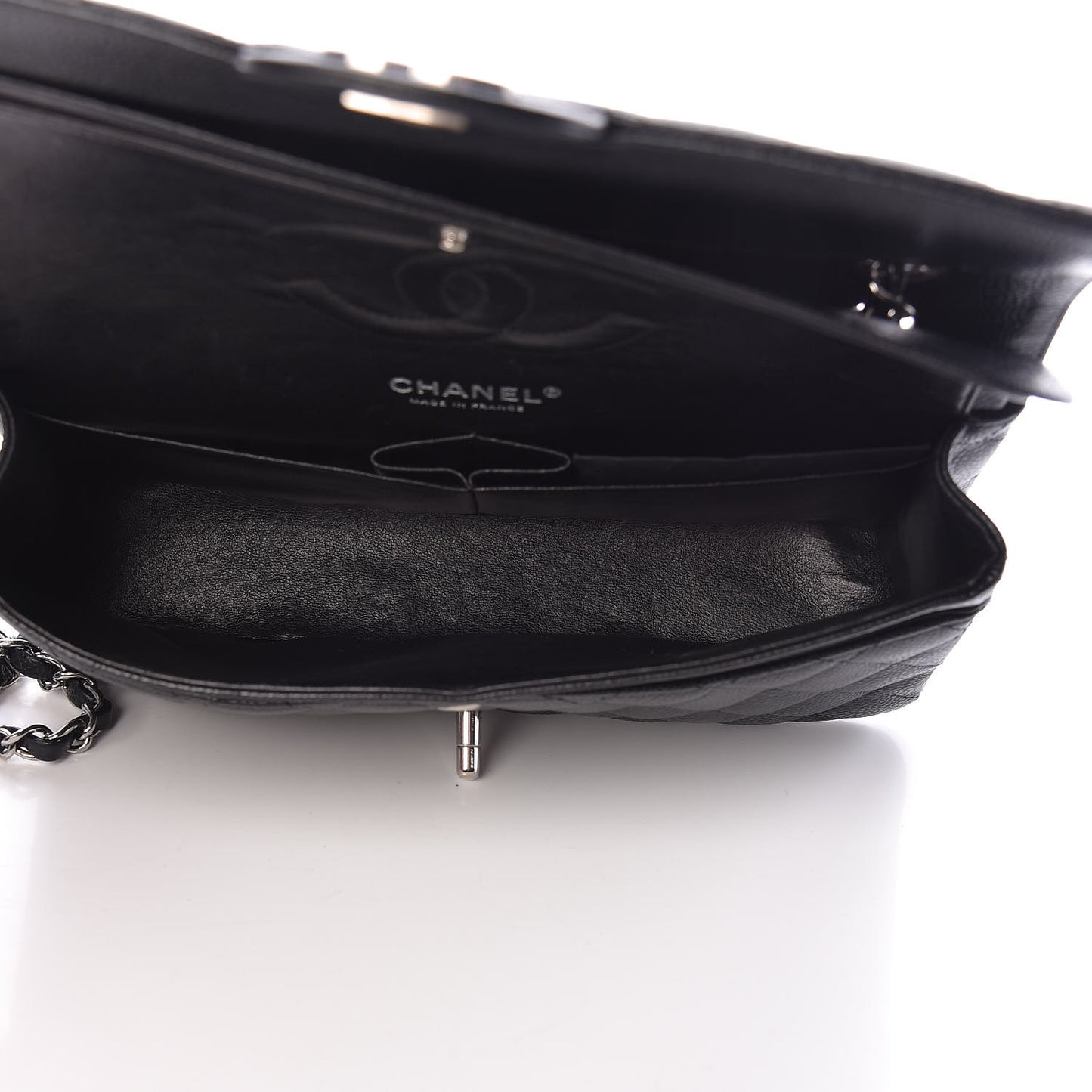 Caviar Quilted Medium Double Flap Black