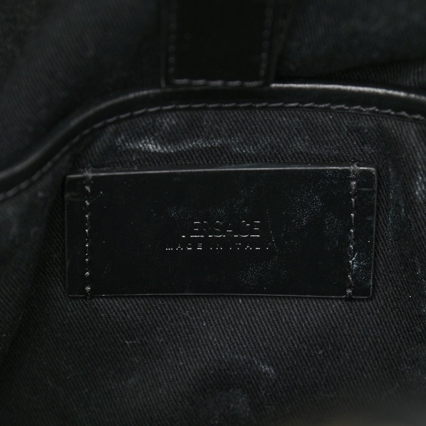 Coated Canvas Calfskin La Greca Signature Backpack Black Khaki