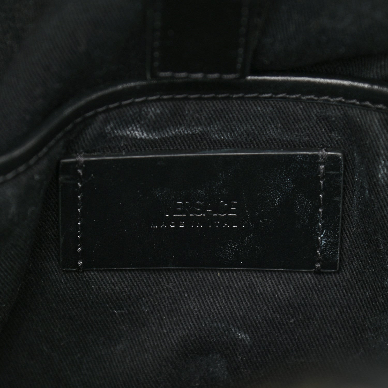 Versace Coated Canvas Calfskin La Greca Signature Backpack Black Khaki 6 of 10