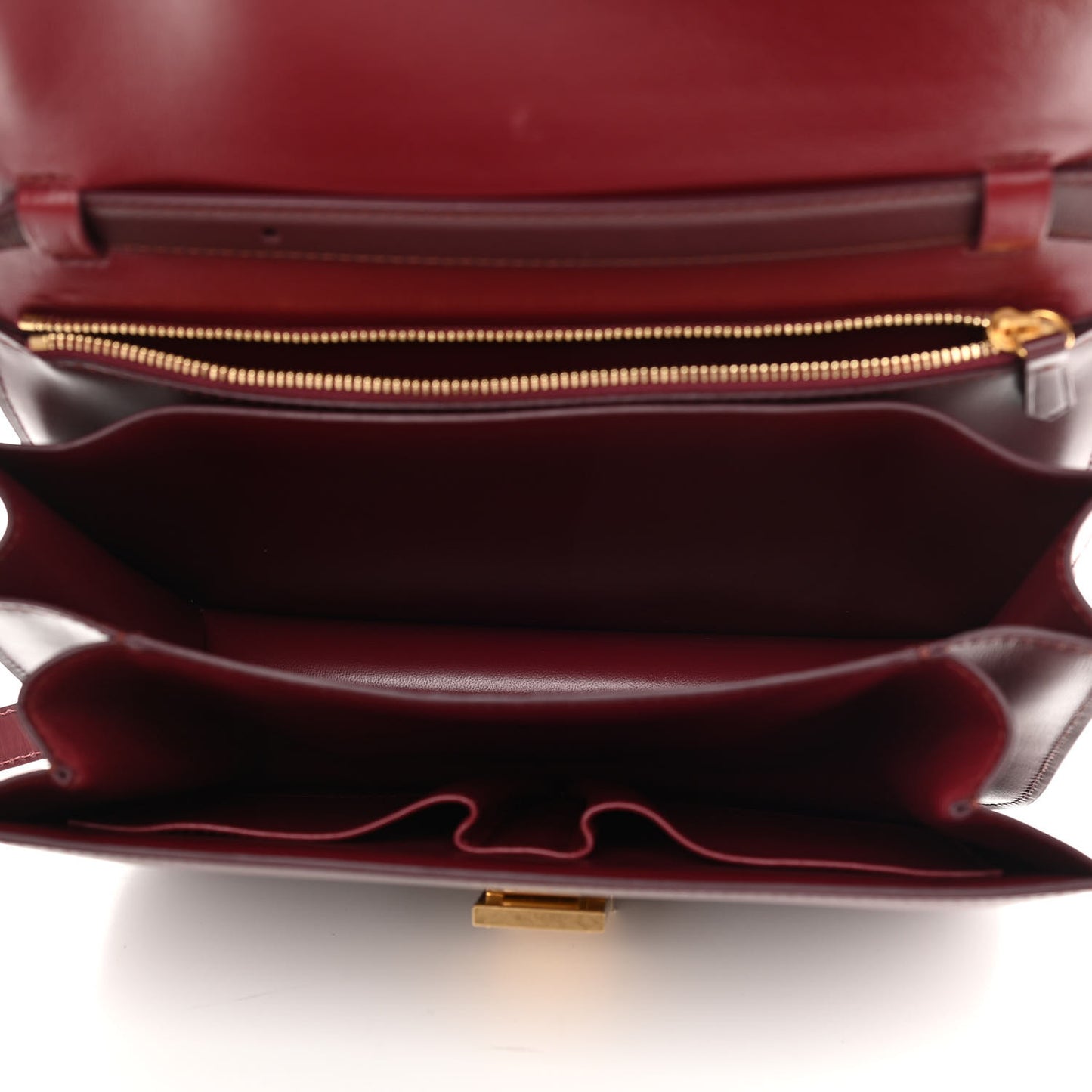 Box Calfskin Medium Classic Box Flap Bag Burgundy