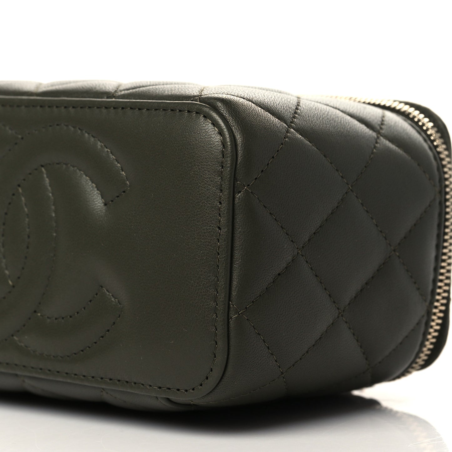 Lambskin Quilted Pick Me Up Vanity Case Khaki