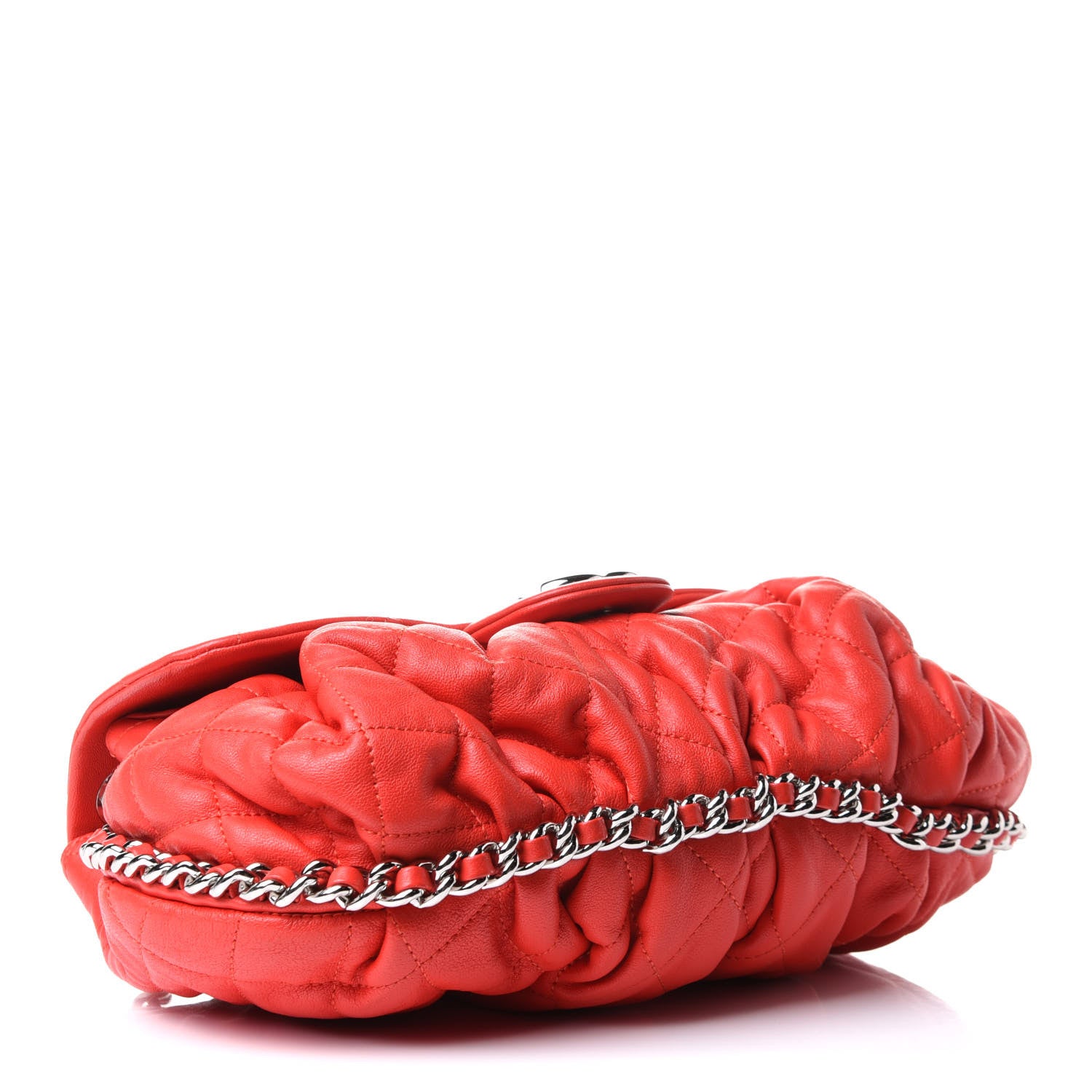 Chanel Washed Lambskin Quilted Mini Chain Around Messenger Red 3 of 10