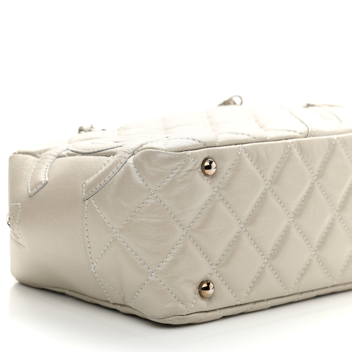 Aged Calfskin Quilted Cotton Club Bowler Pearl