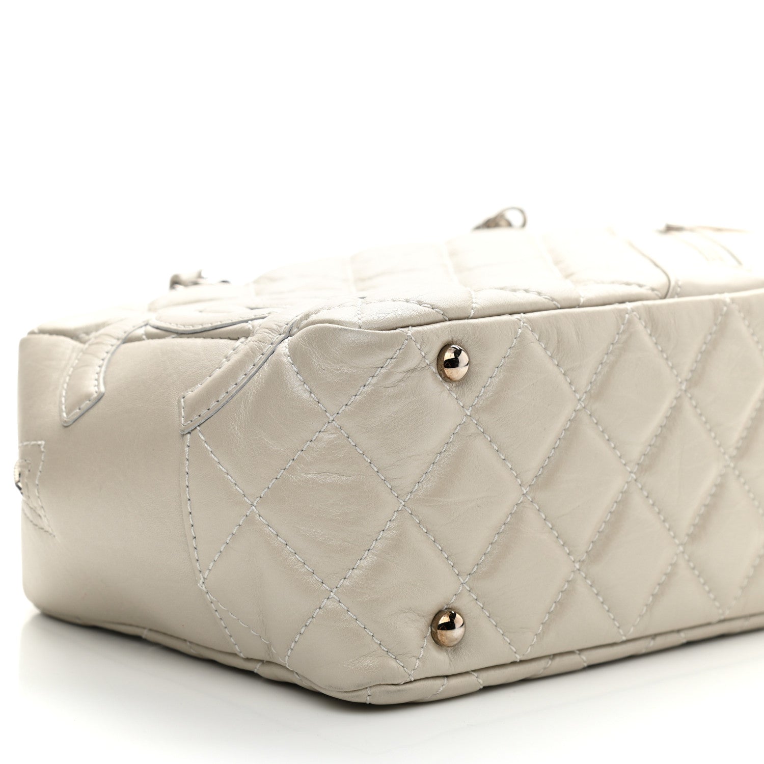 Chanel Aged Calfskin Quilted Cotton Club Bowler Pearl 8 of 9