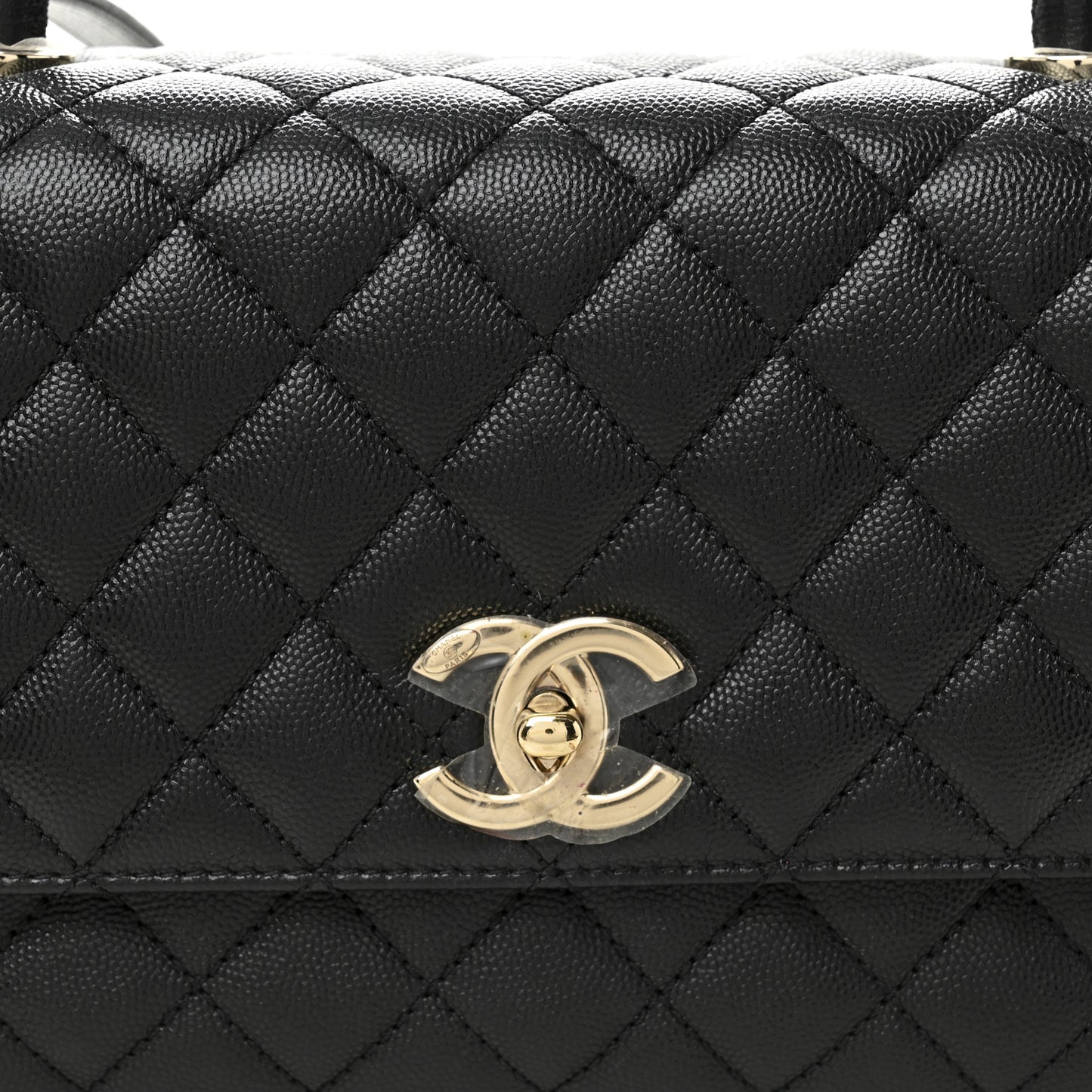 Caviar Quilted Small Coco Handle Flap Black