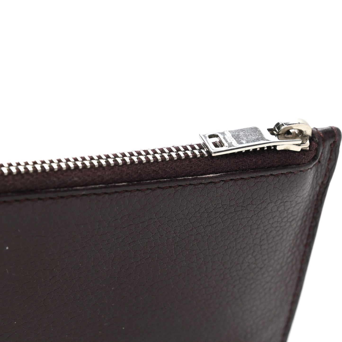 Grained Calfskin 5 Fragments Zip Pouch Card Holder Bordeaux