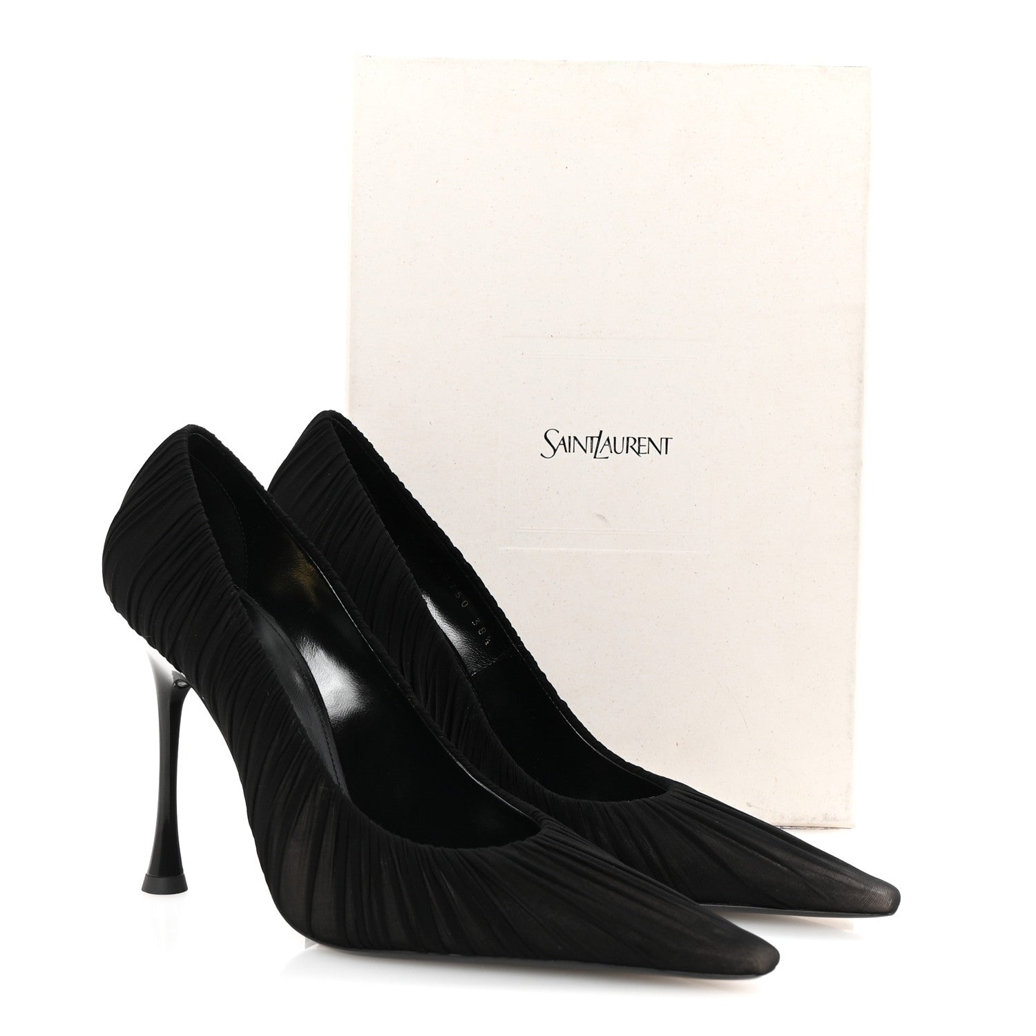 Saint Laurent Ruched Jersey Doville 110 Pump 38.5 Black Innocent Nude 10 of 10