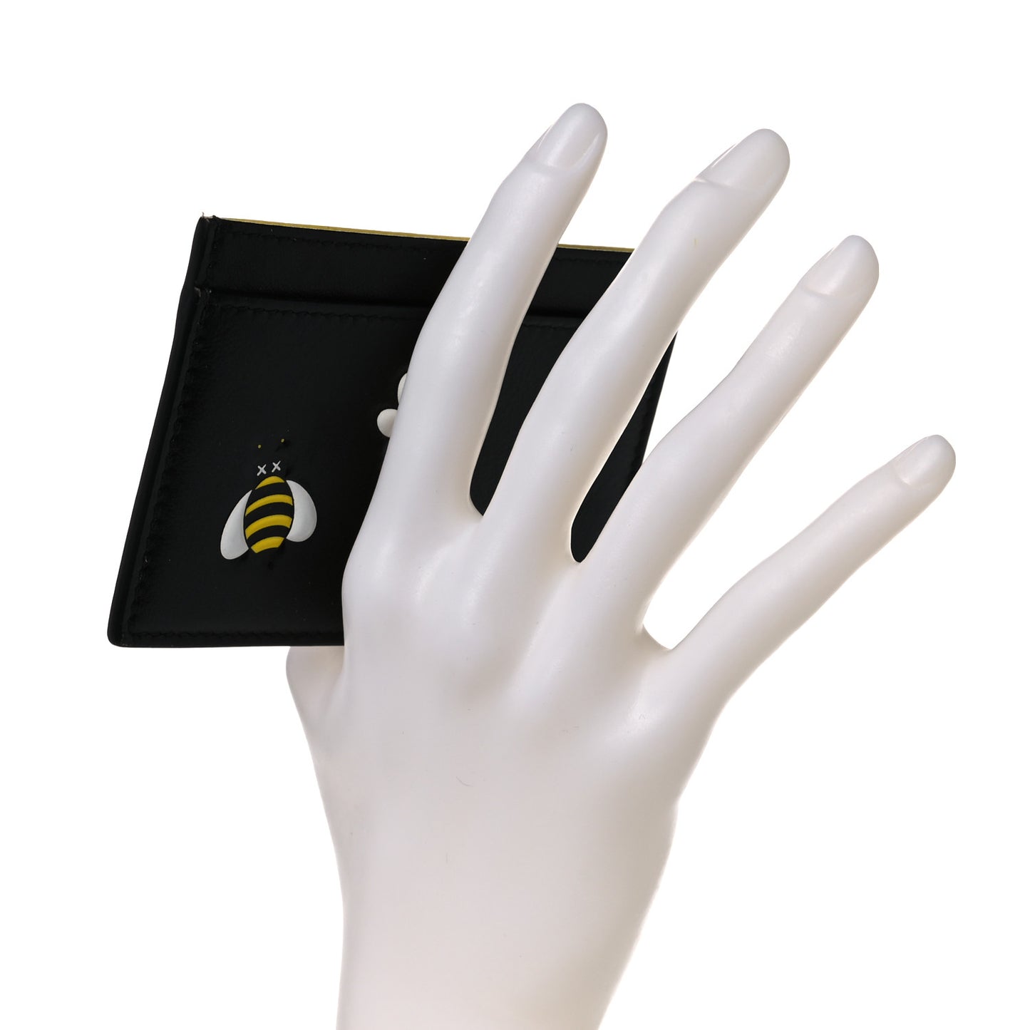 x KAWS Calfskin Bee Card Holder Yellow Black