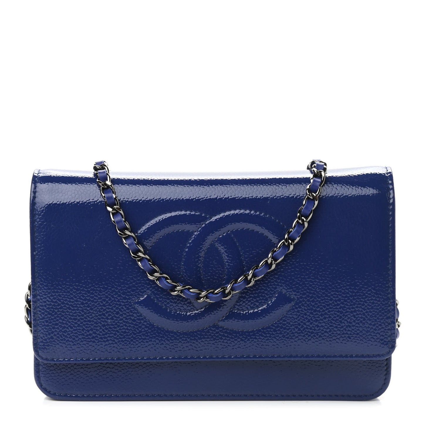Patent Caviar Timeless CC Wallet on Chain WOC Blue