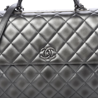 Chanel Metallic Calfskin Quilted Large Trendy CC Flap Dual Handle Bag Dark Silver 11 of 11