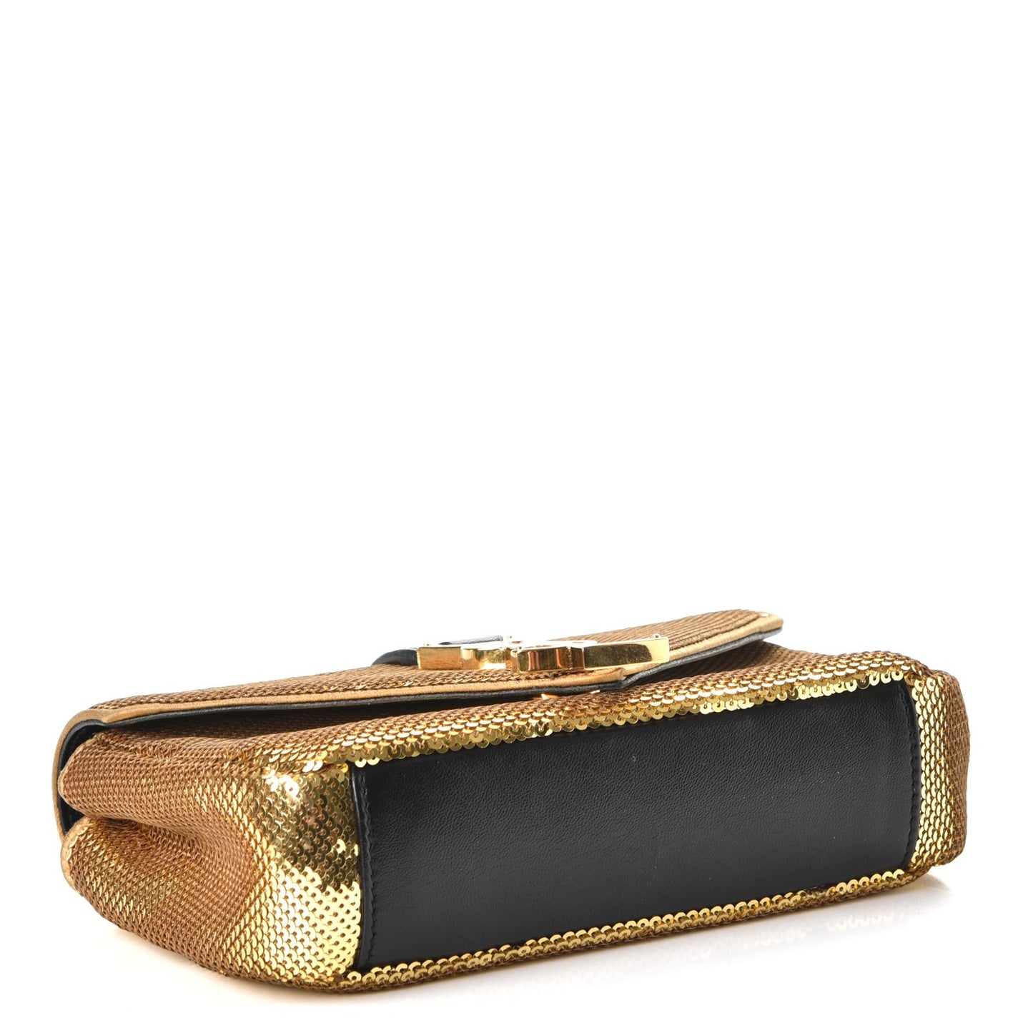 Sequin Calfskin Classic Monogram Baby Crossbody Gold