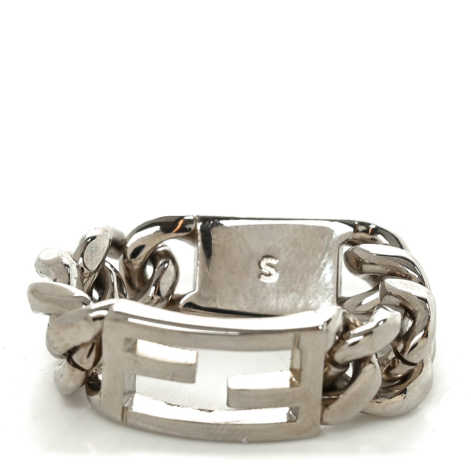 Fendi Metal FF Chain Ring S Silver 1889414 – FASHIONPHILE