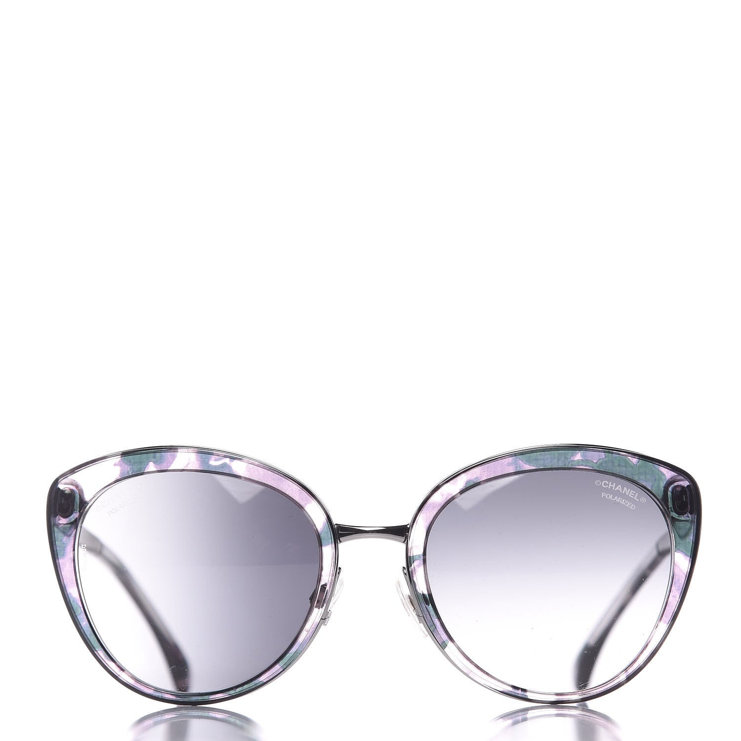 Chanel Polarized Metal Cat Eye Sunglasses 4208 Silver 2 of 8