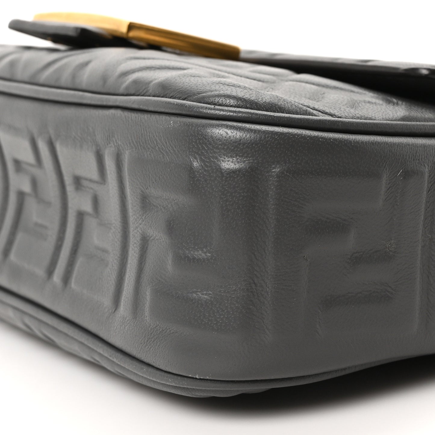 Nappa Small FF Embossed Mid Chain Baguette Anthracite