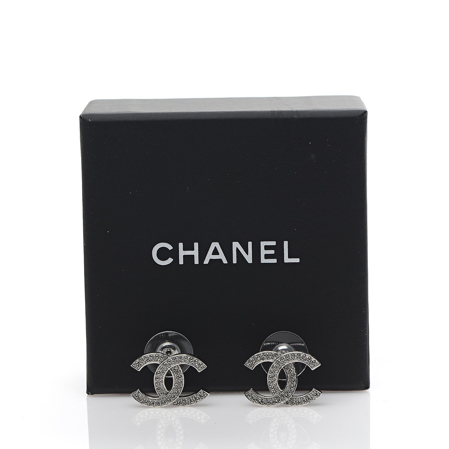 Chanel Crystal Palais Garnier CC Earrings Silver 5 of 5