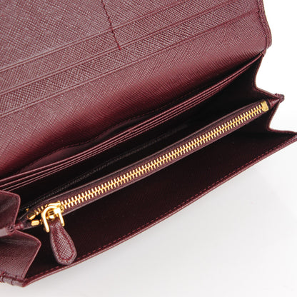 Prada Saffiano Metal Continental Flap Wallet Granato 8 of 8