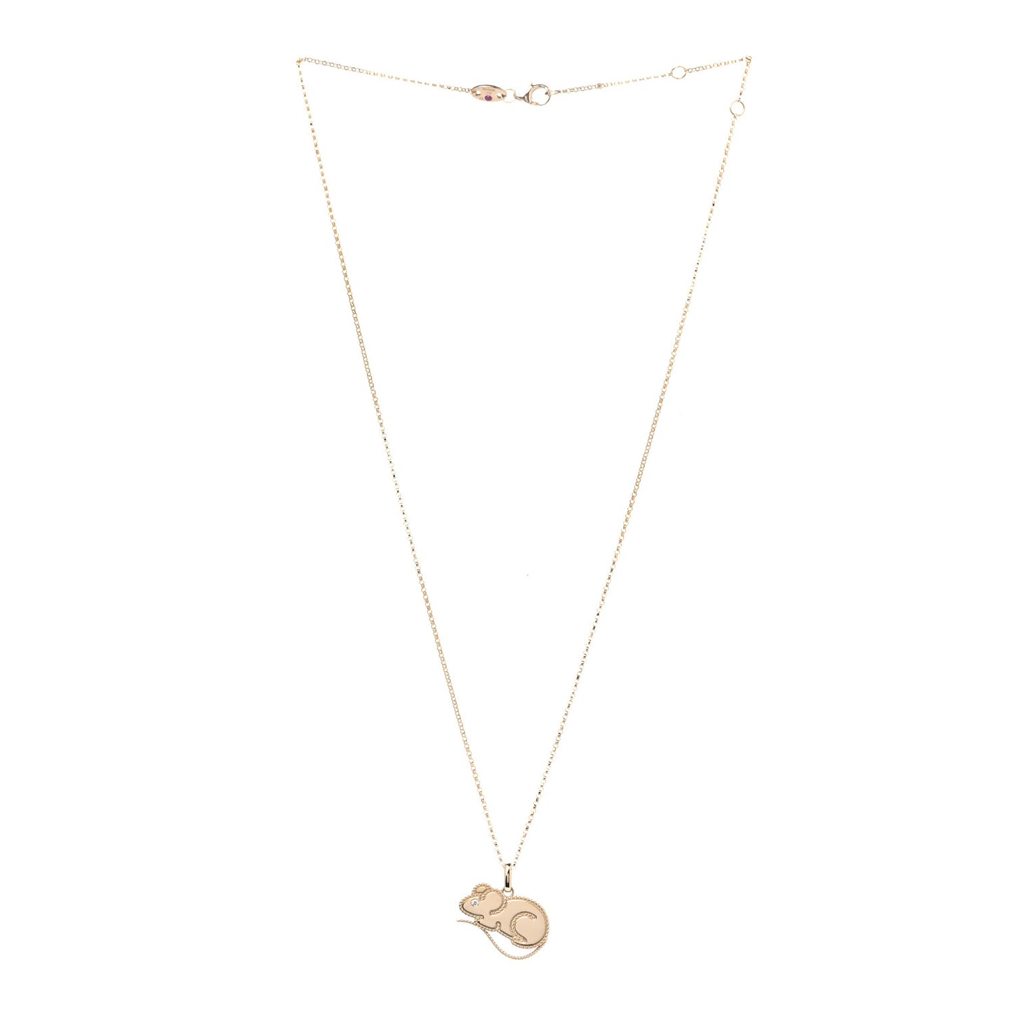 X DISNEY 18K Yellow Gold Diamond Cinderella Mouse Necklace