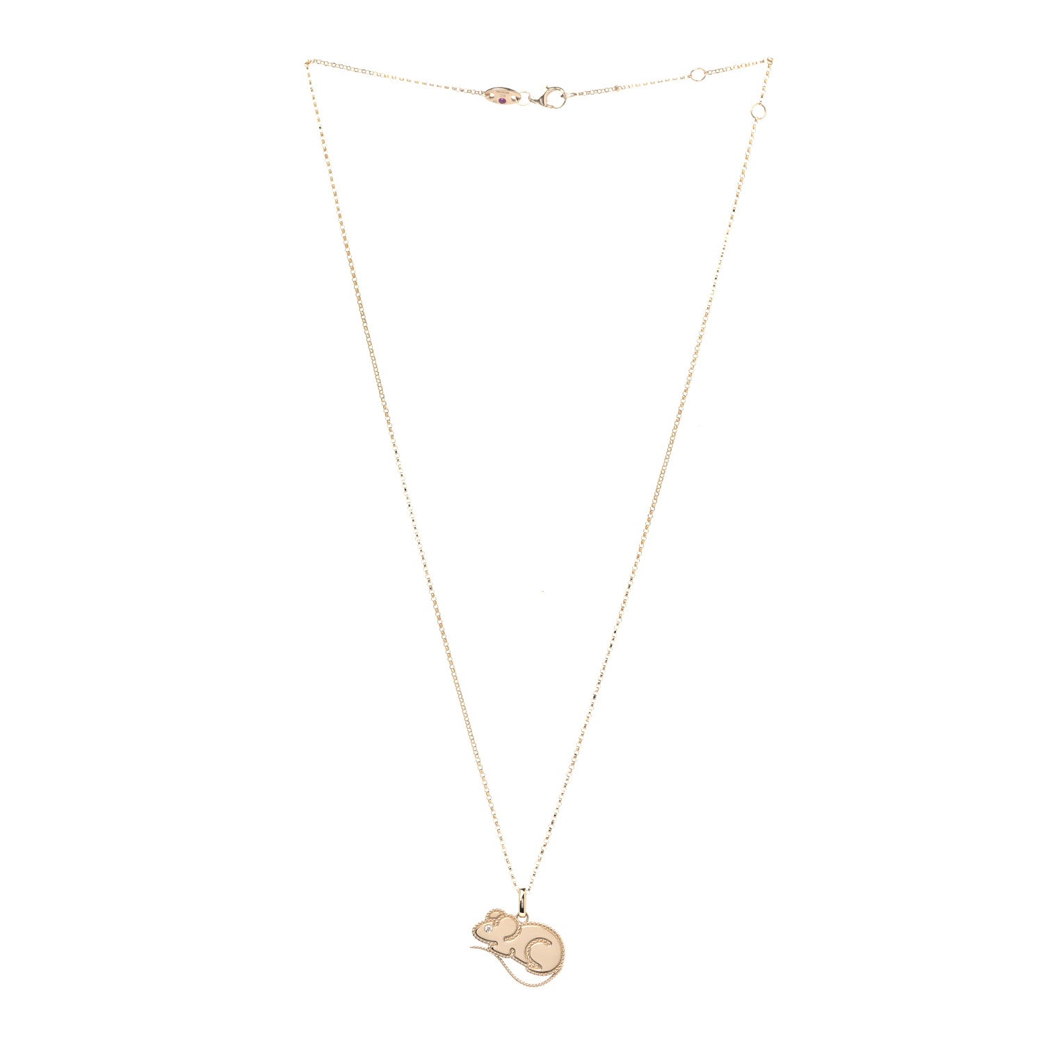 Roberto Coin X DISNEY 18K Yellow Gold Diamond Cinderella Mouse Necklace 2 of 5