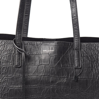 Saint Laurent Calfskin Crocodile Embossed Large Shopper Tote Black 11 of 11